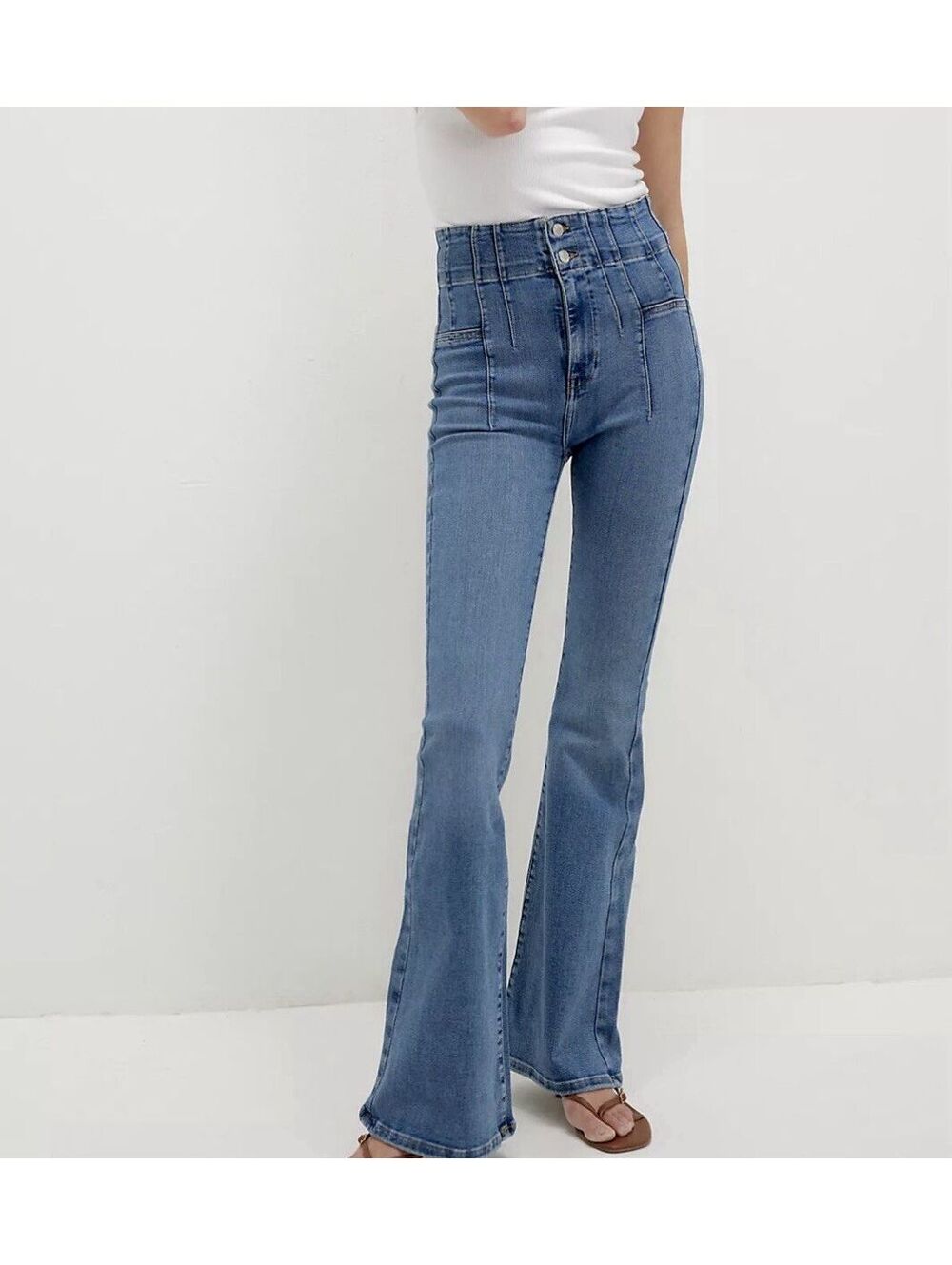 We The Free By Free People Jayde High Rise Bell Bottom Flare Jeans Size 28 Blue